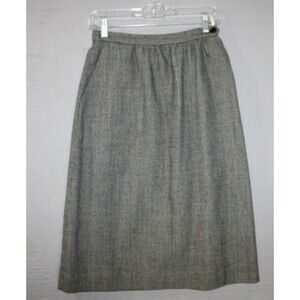 Vintage Jordan Marsh Skirt Women Size Medium Pure Gray Gingham Wool Pencil Midi